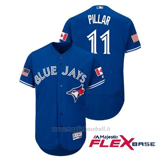 Maglia Baseball Uomo TOrnto Blue Jays Kevin Pillar 2018 Stars & Stripes Flex Base Royal